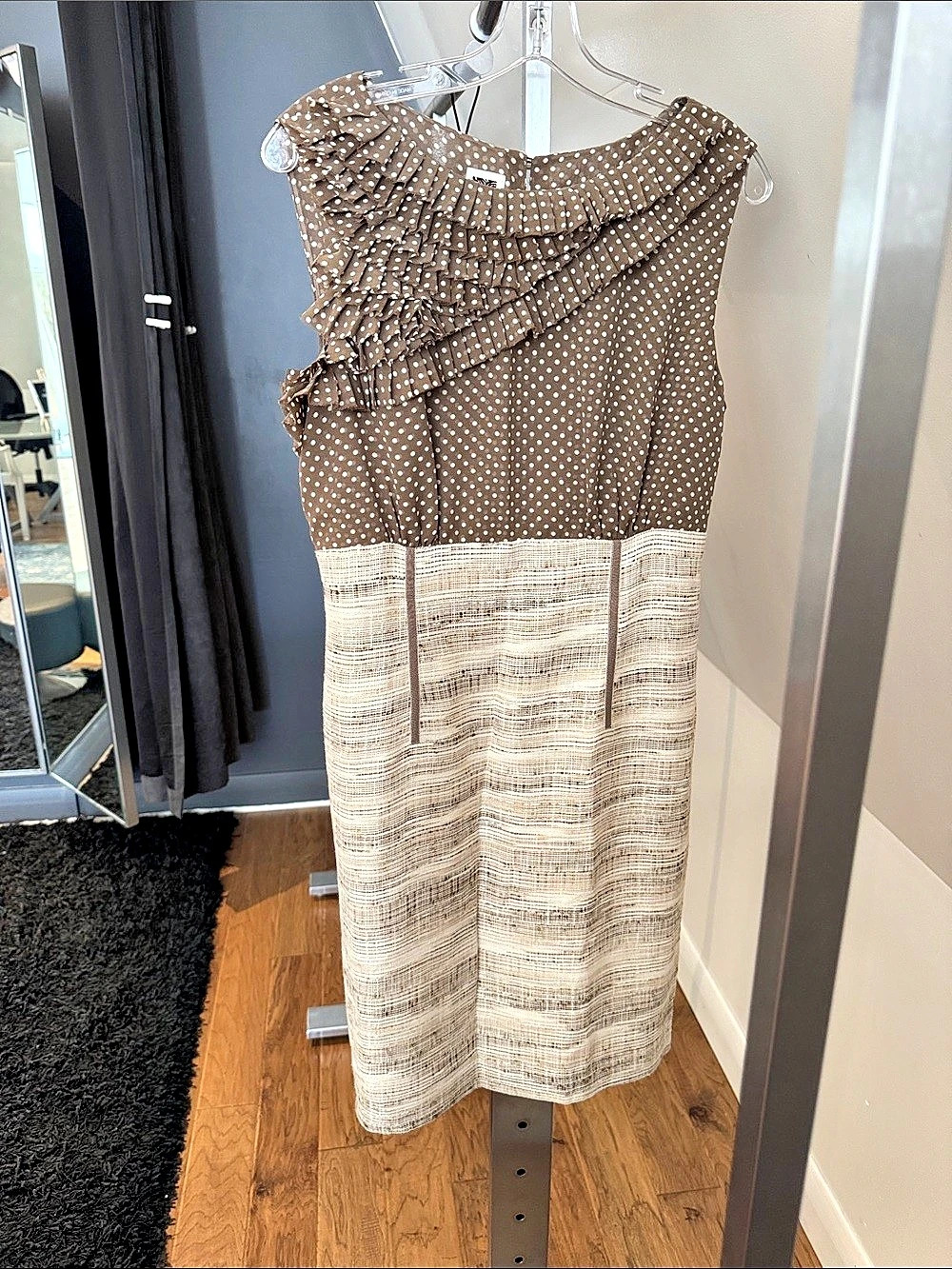 Anne Klein Polka Dot Ruffle Midi Dress Size 14